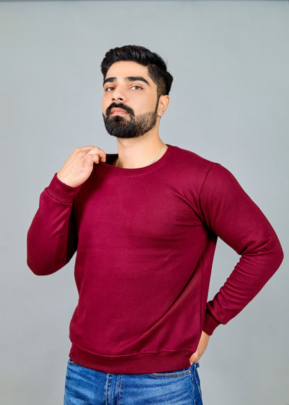 Men's Solid Wine Sweatshirt