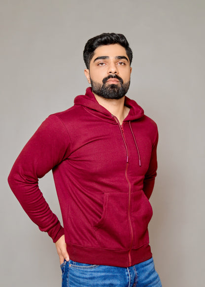 Men's Solid Zipper Hoodie