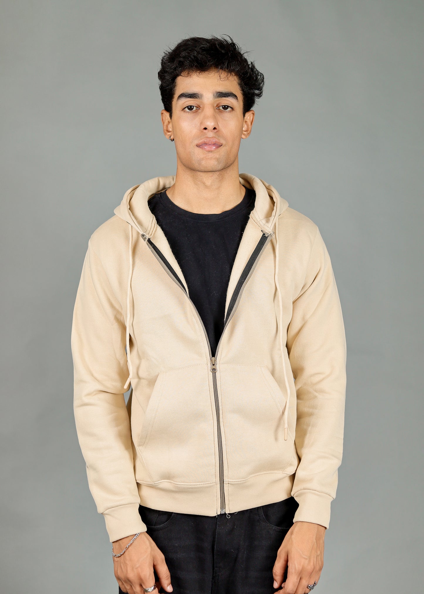 Men's Premium Beige Zipper Hoodie