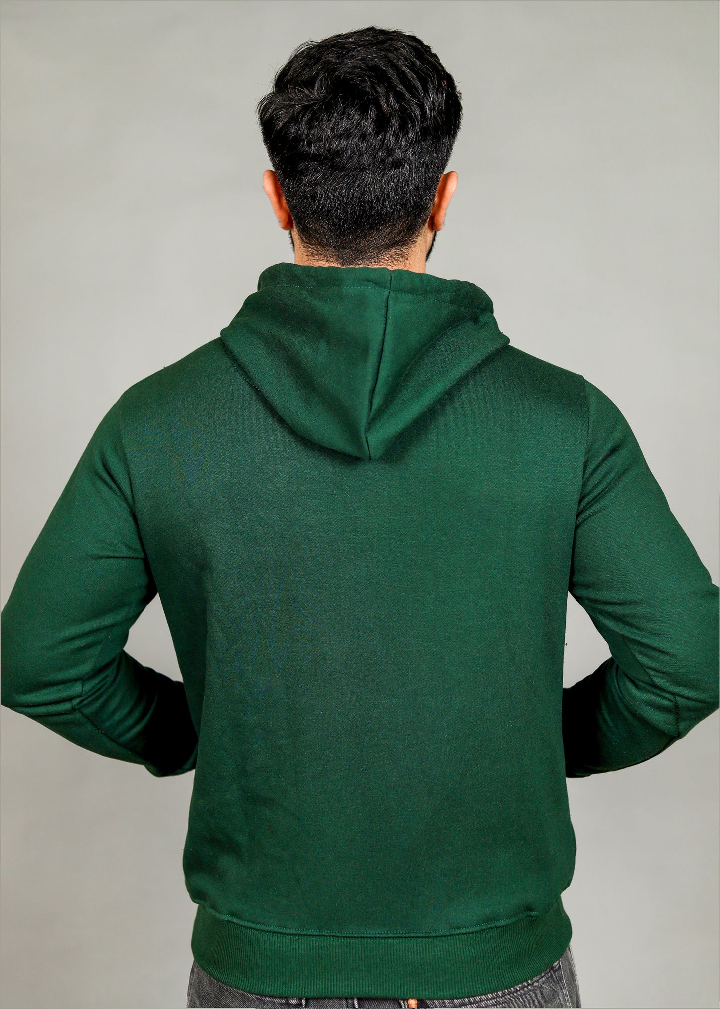 Men's Solid Bottle Green Hoodie