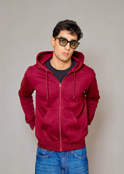 Men's Premium Wine Zipper Hoodie