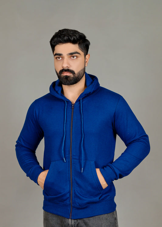 Men's Solid Navy Zipper Hoodie