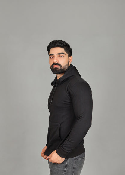 Men's Solid Black Hoodie