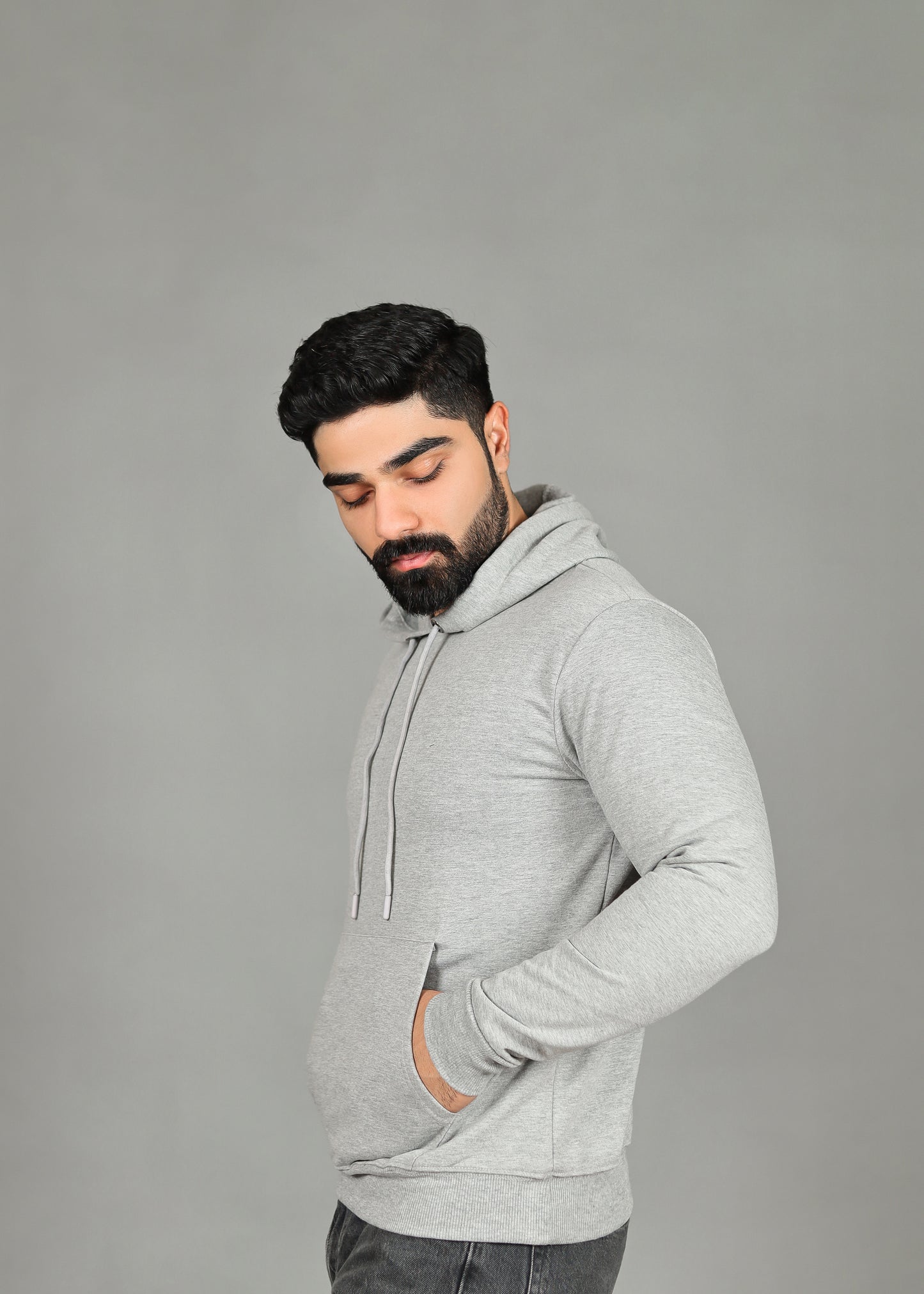 Men's Solid Grey Hoodie