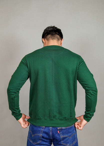 Men's Solid Bottle Green Sweatshirt