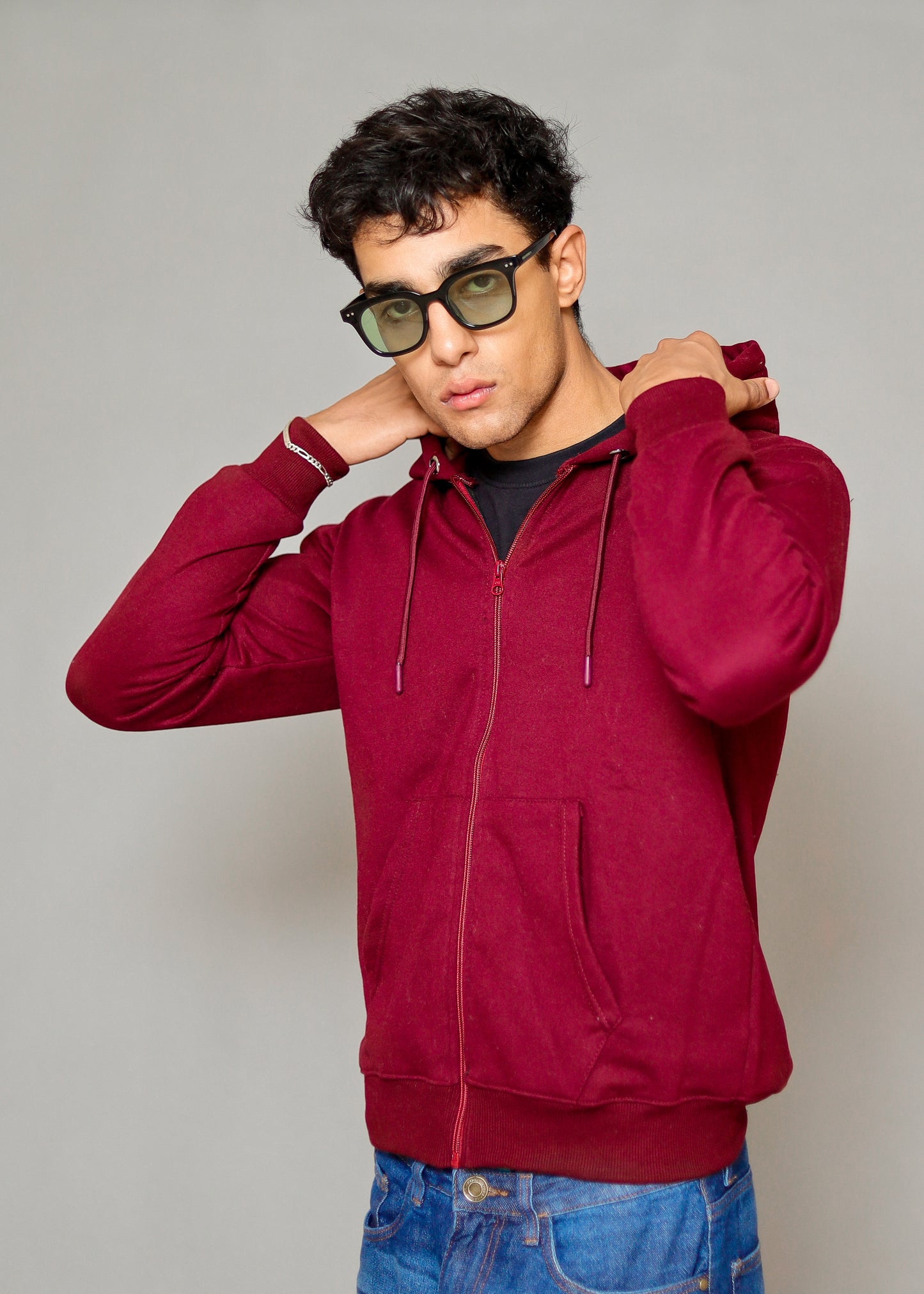 Men's Premium Wine Zipper Hoodie