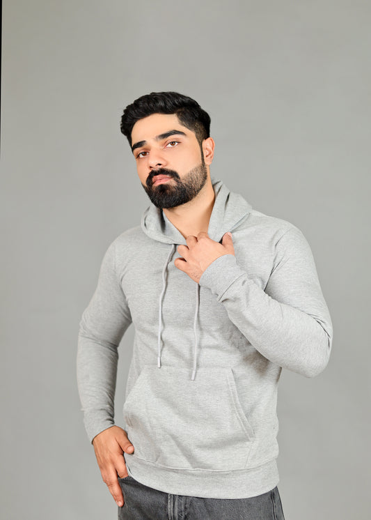 Men's Solid Grey Hoodie