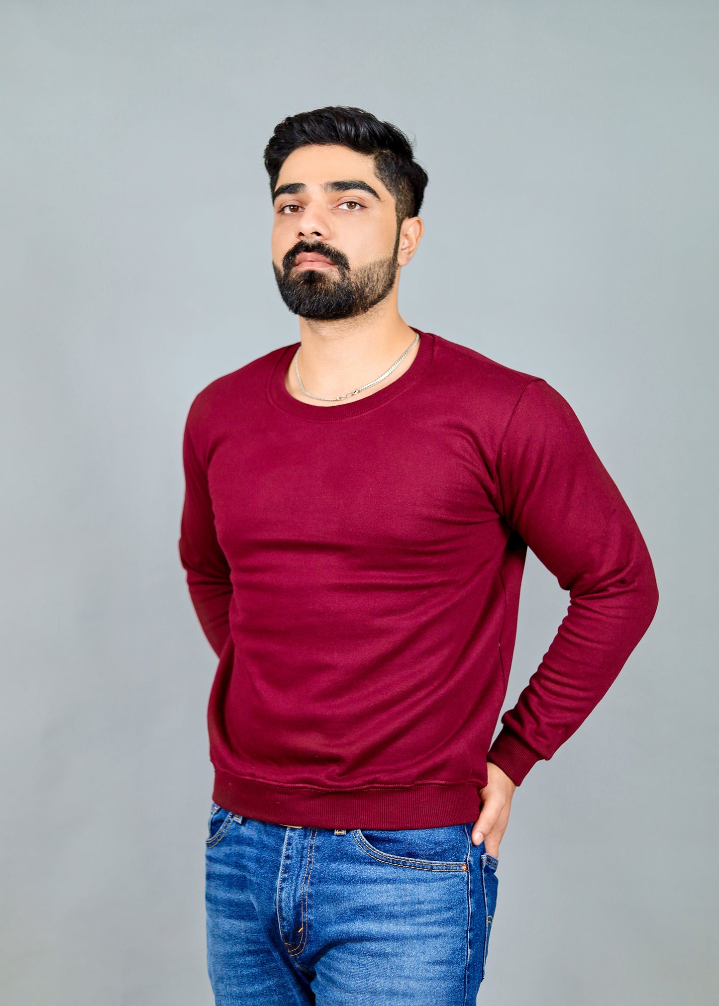 Men's Solid Wine Sweatshirt