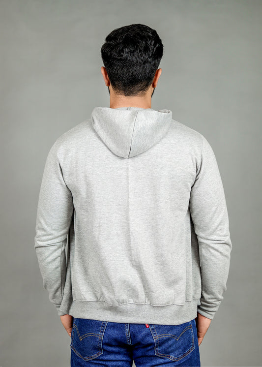 Men's Solid Grey Zipper Hoodie