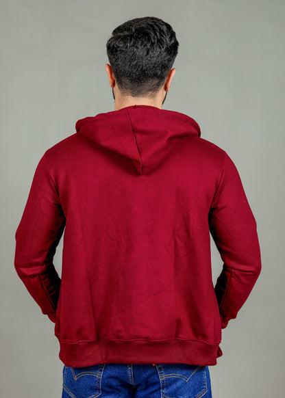 Men's Solid Wine Zipper Hoodie