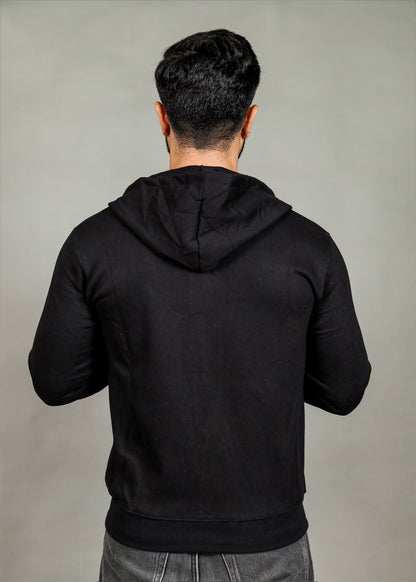 Men's Solid Black Zipper Hoodie