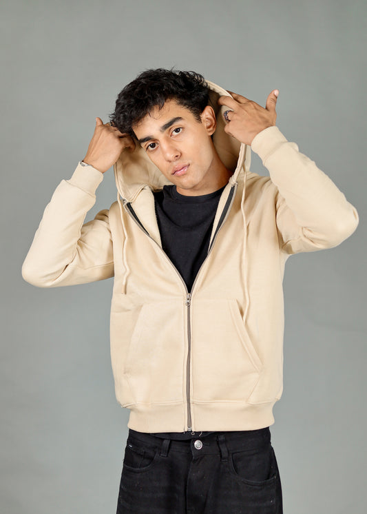 Men's Premium Beige Zipper Hoodie