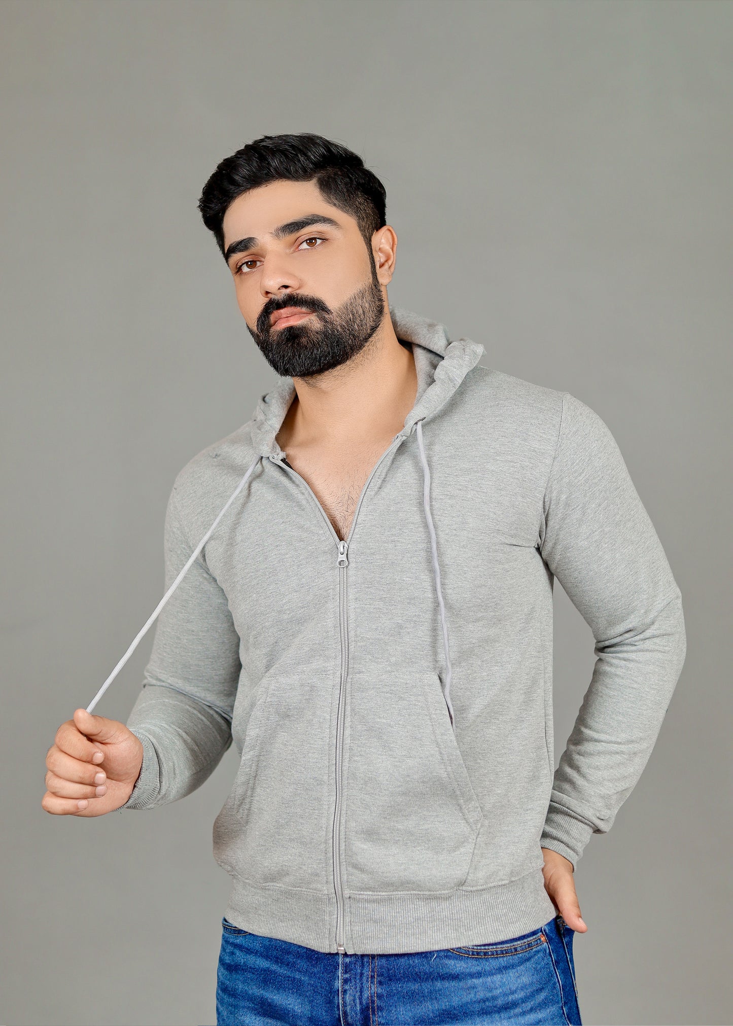 Men's Solid Zipper Hoodie