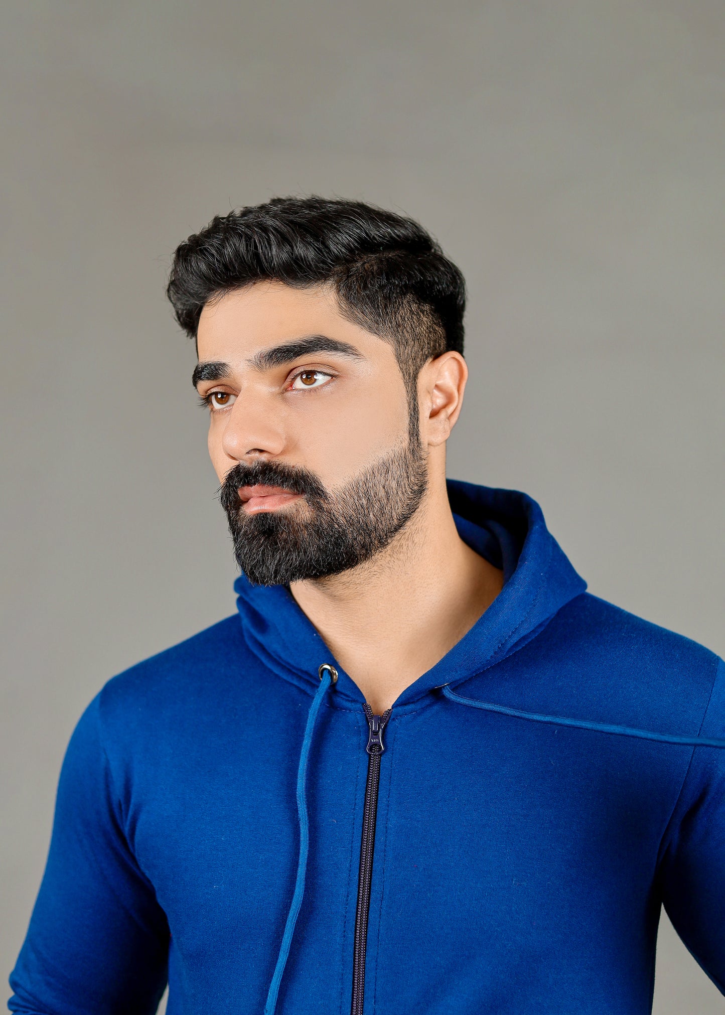 Men's Solid Navy Zipper Hoodie